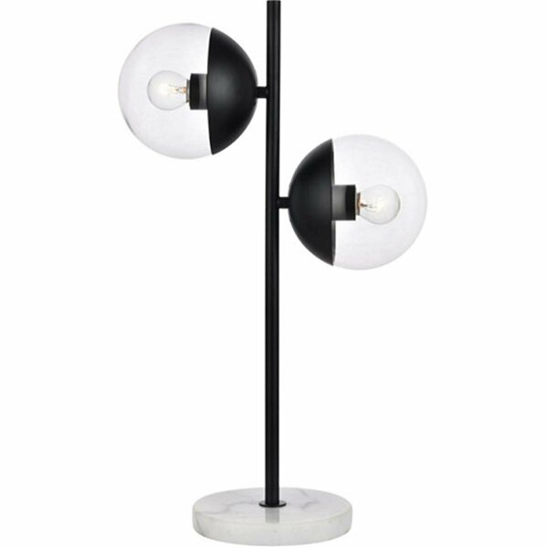 Cling Eclipse 2 Light Table Lamp with Clear Glass, Black CL3482988
